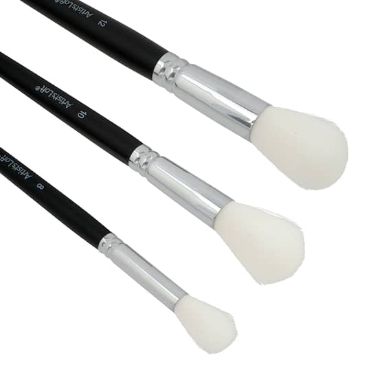 White Taklon 3 Piece Mixed Media Round Mop Brush Set by Artist's Loft®
